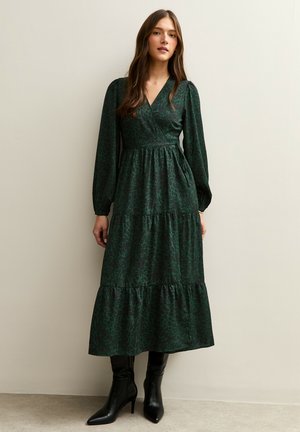 SPECKLED PRINT CREPE WRAP MIDI - Robe de jour - green pattern