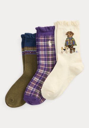Polo Ralph Lauren, POLO BEAR CREW SOCKS 3-PACK UNISEX - Chaussettes - ivory/purple/olive