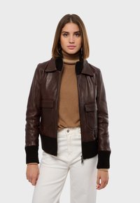 MOLLYA - Veste en cuir - chocolate