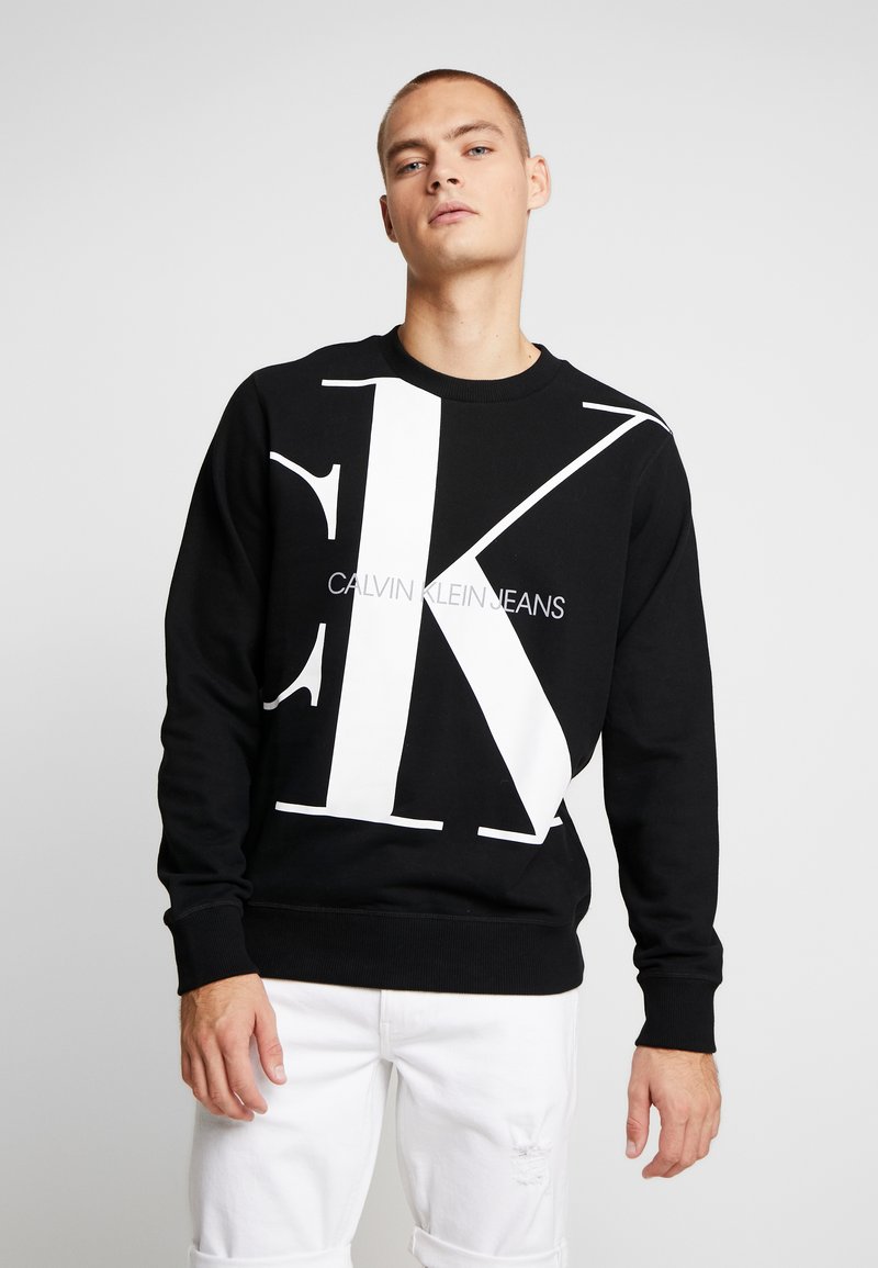 Calvin Klein Jeans - UPSCALE MONOGRAM CREW NECK - Felpa - black, Ingrandire