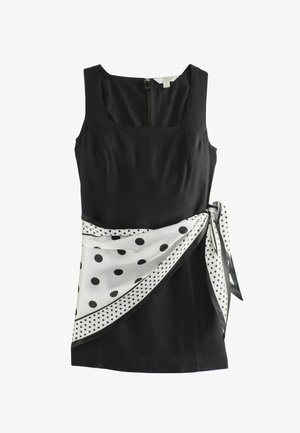 Next, REGULAR FIT - SQUARE NECK MINI SHIFT DRESS . - Etuikjole - black white polka dot scarf