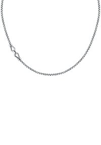 Collana in argento con un link accentato esagonale, design a rete fine, texture liscia e forma continua senza ganci.