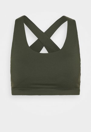 WORKOUT CUT OUT CROP - Light support sports bra - khaki