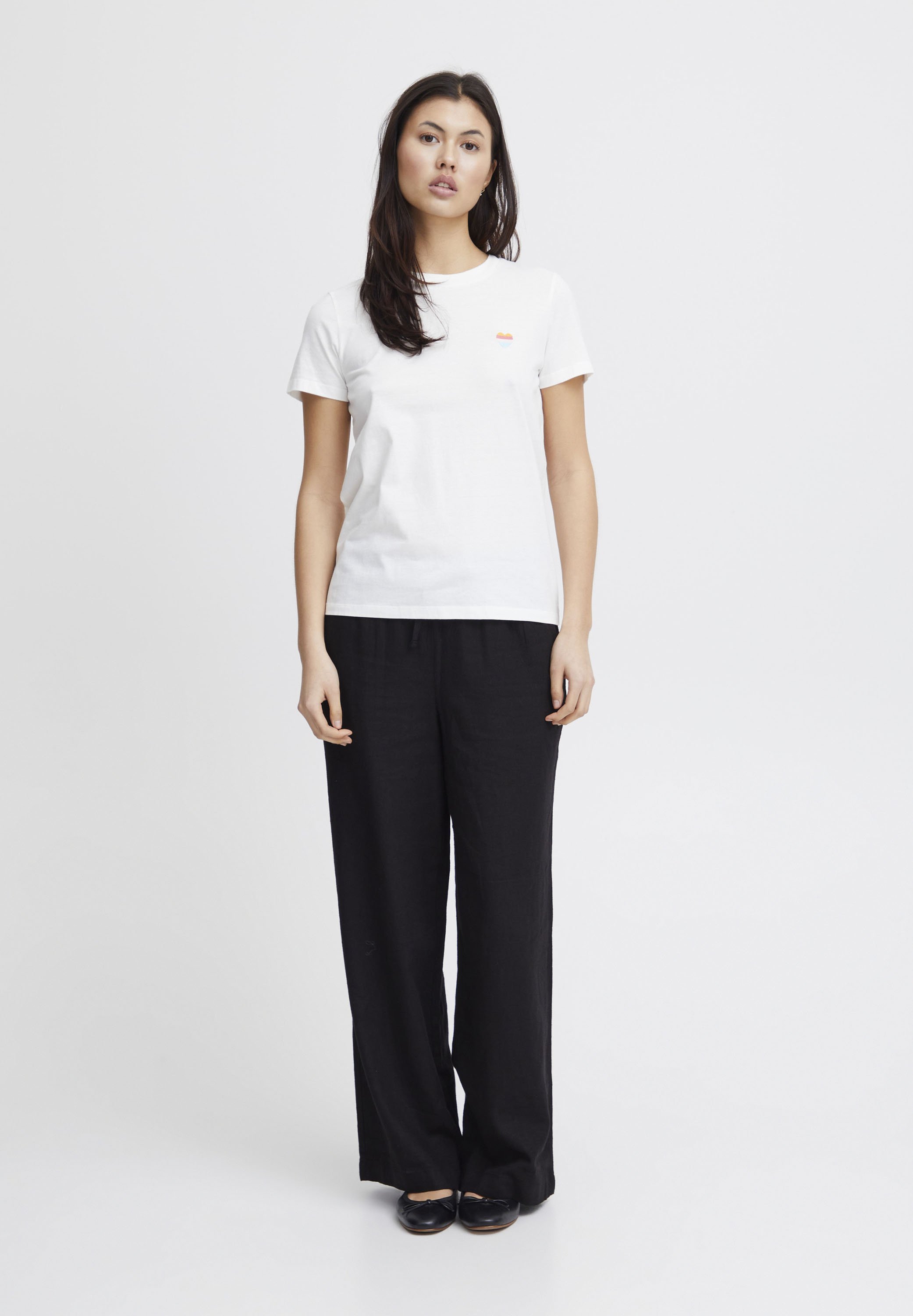 ICHI IHCAMINO - T-Shirt basic - cloud dancer w multi/weiß