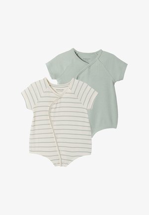 Vertbaudet, VERTBAUDET 2ER-PACK BABY SHIRT-BODYS AUS RIPP - Print T-shirt - salbeigrün