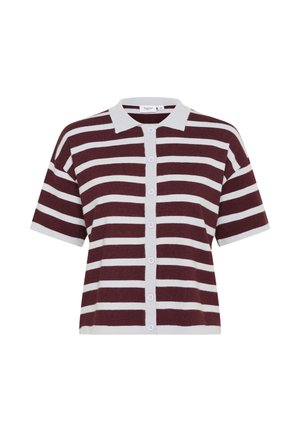 Saint Tropez LIKAM STRIPED - Strickjacke - chocolate gray dawn stripe