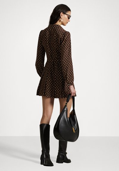 Polo Ralph Lauren BELTED SILK CREPE SHIRTDRESS - Blousejurk - brown/cream