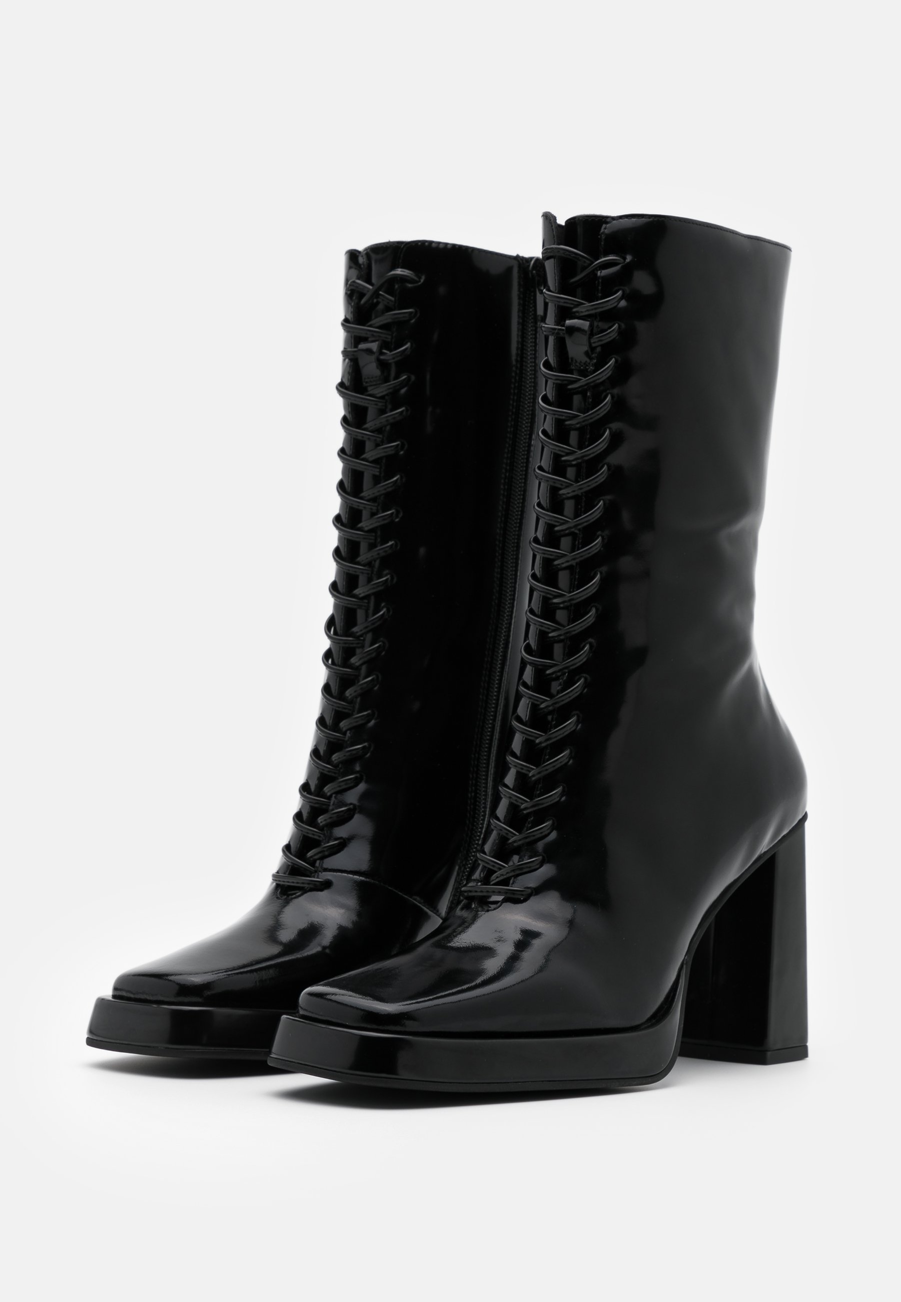 Jeffrey Campbell TESTINO Laarzen met hoge hak black box jeffrey campbell dames hoge veterboots zwart 10 zwart lak