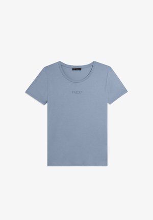 Freddy, MANICA CORTA CON DETTAGLIO CUT OUT E STRASS - T-shirt basic - blue