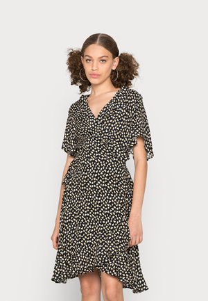 TELSI GRAPHIC LEAF WRAP DRESS - Vestido de dia - black