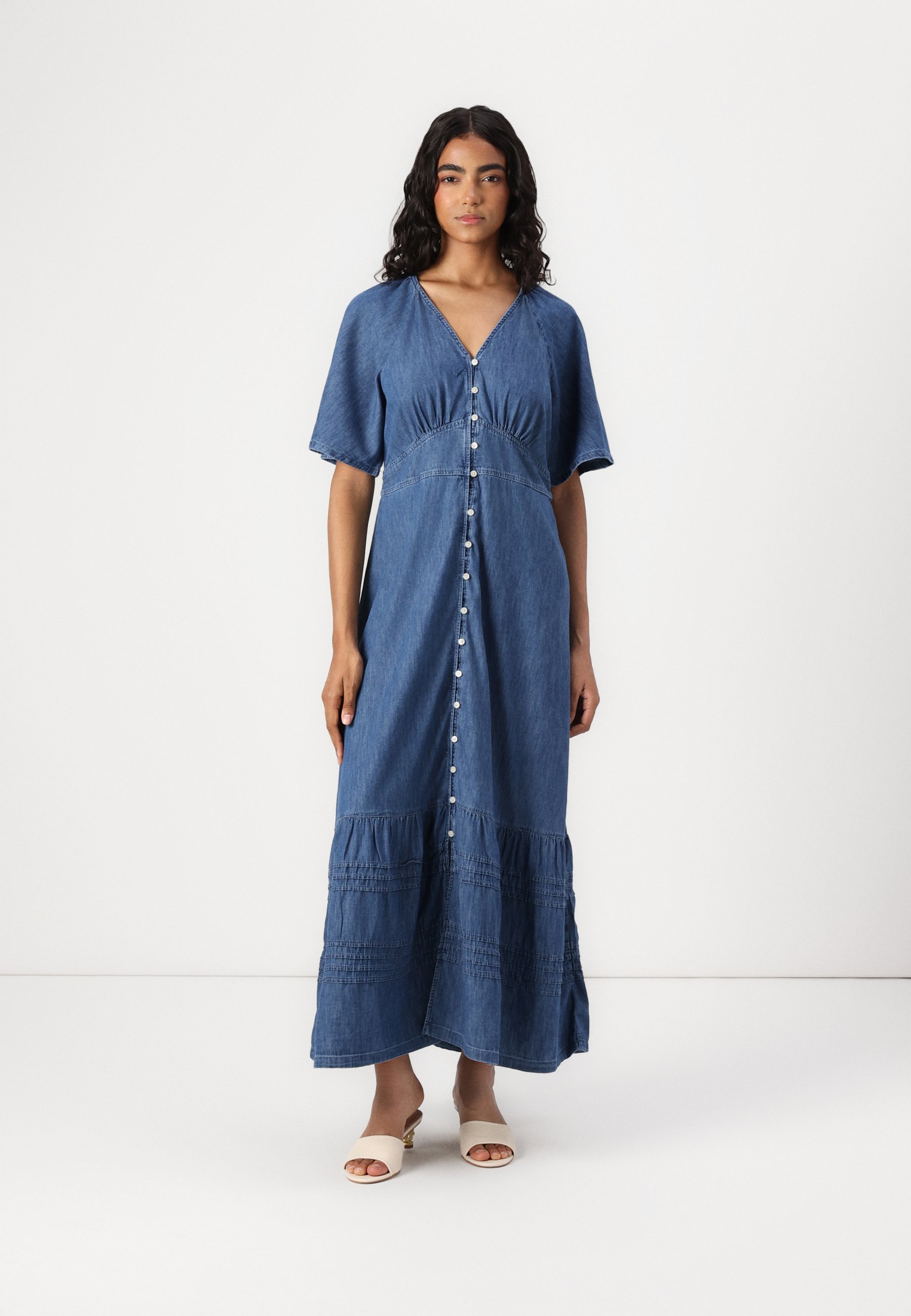 chi chi london blue floral dress Chi Chi London Floral Print Pleated Midi Dress in Blue