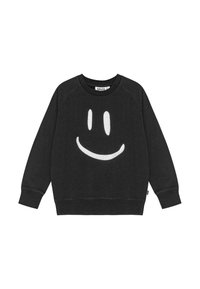 Felpa nera in cotone, con una grande grafica di un sorriso bianco sul davanti. Maniche e orlo a coste con colletto rotondo.