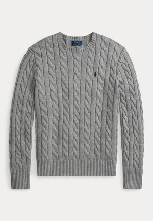 Polo Ralph Lauren, CABLE KNIT COTTON SWEATER - Svetrík - fawn grey heather