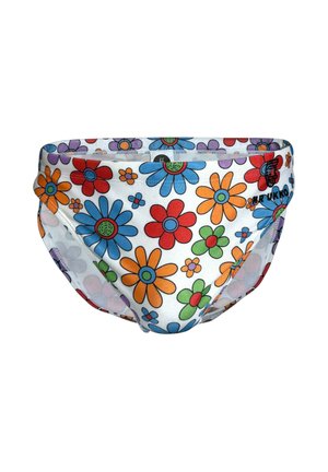 Mr Ukko, Badehose Slip - hippie flowers white
