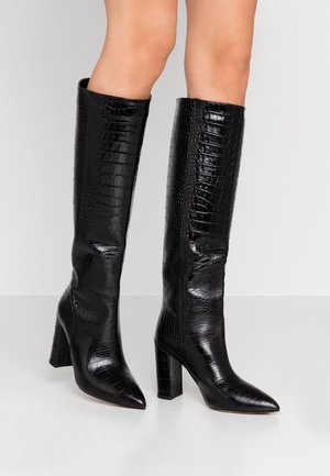 Kozačky na vysokém podpatku - black