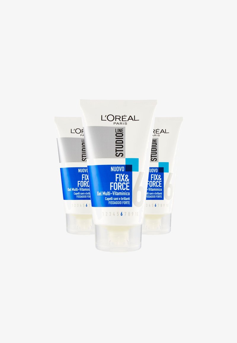 L'Oréal Paris - L'ORÉAL PARIS GEL PER CAPELLI STUDIO LINE FIX&FORCE, FISSAGGIO FORTE, 150ML - 3 PACK - Gel per capelli - trasparente, Ingrandire