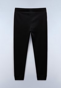 Zwarte leggings met een strakke pasvorm, gemaakt van glad elastisch stof, met een geribde tailleband en een kuitbroek.