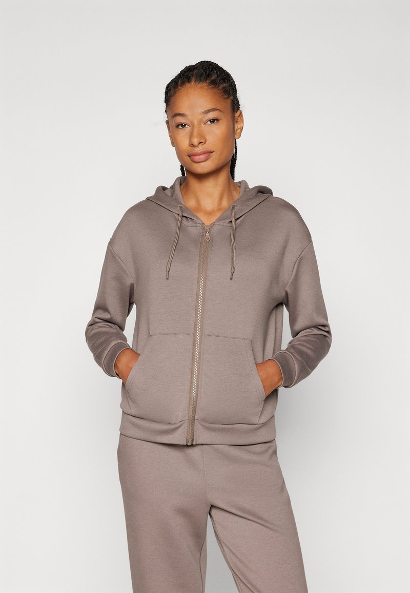 ONLY Play ONPLOUNGE LIFE HOOD - Felpa con zip - brown