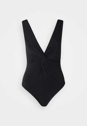 Abercrombie & Fitch, PLUNGE TWIST GLOSSY BODYSUIT - Top - black beauty