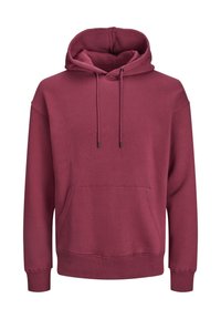Felpa bordeaux con tasca frontale, cappuccio con lacci e polsini e orlo a costine. Tessuto morbido, design casual per il comfort.