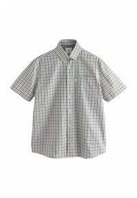 Camicia a maniche corte con bottoni, in un motivo a quadri blu navy, beige e bianco. Presenta un colletto, una tasca e una vestibilità comoda. Tessuto in cotone.