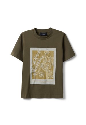 Les Copains, GREEN PURE REGULAR FIT T-SHIRT WITH FLORAL PRINT. - T-shirt con stampa - dark green
