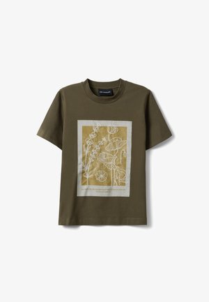 Les Copains, GREEN PURE REGULAR FIT T-SHIRT WITH FLORAL PRINT. - T-shirt con stampa - dark green