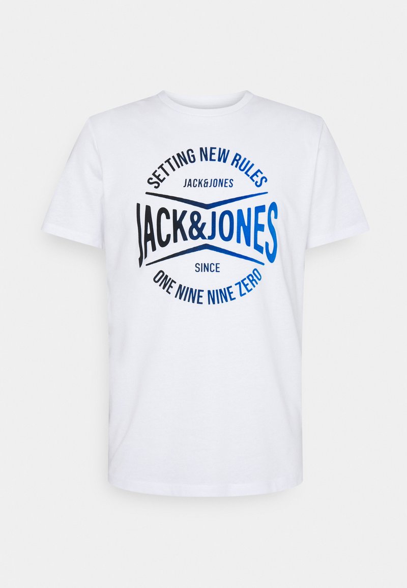 Jack & Jones JJNICK TEE CREW NECK Print Tshirt bright white/white