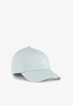Heleheline piparmündiroheline pesapalli kübar, millel on kõver visor, valmistatud kangast, esiküljel valge Puma logo silt.