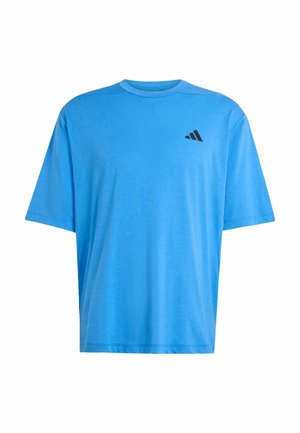 Maglietta atletica blu in tessuto leggero. Presenta maniche corte e scollo rotondo. Logo nero sul lato sinistro del petto.