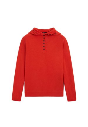 Massimo Dutti, HOODED KNIT SWEATER WITH BUTTON DETAIL - Hoodie - red