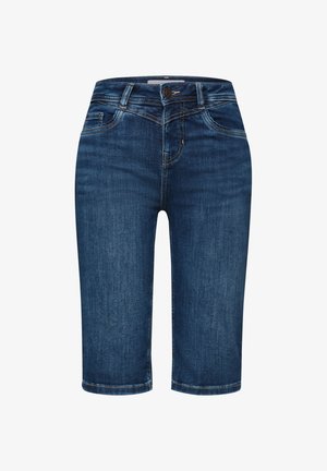 Street One, SLIM-LEG BERMUDA WITH TURN-UP-DETAIL - Farkkushortsit - dark blue authentic wash