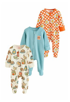Next, REGULAR FIT - TWO WAY ZIP BABY SLEEPSUITS 3 PACK - Strampler - blue orange brunch