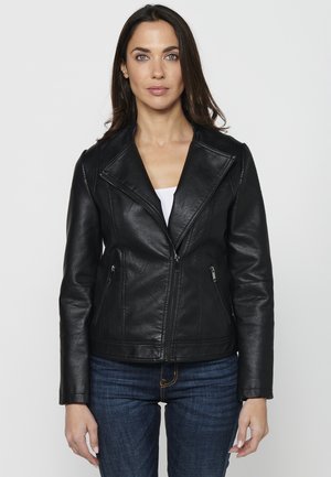 Faux leather jacket - black