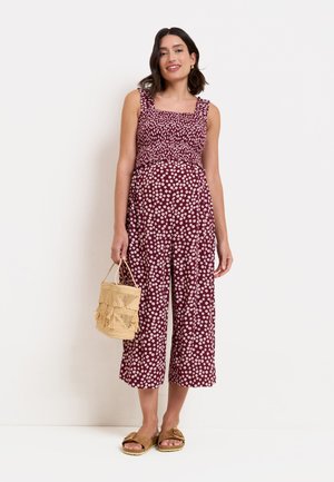 Seraphine, MATERNITY & NURSING FLORAL MIDI JUMPSUIT . - Buksedragter - burgundy red