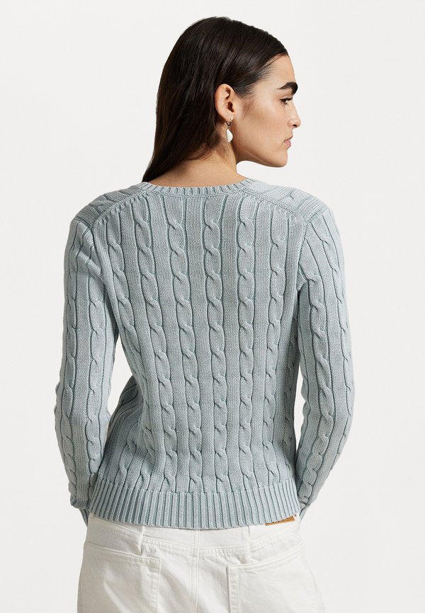 CABLE-KNIT COTTON V-NECK SWEATER - Jumper - light chambray2