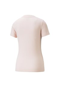 Korte mouwen t-shirt in zachte, lichtroze stof; heeft een ronde hals en een gladde textuur, met een getailleerde vorm en schone stiksels.