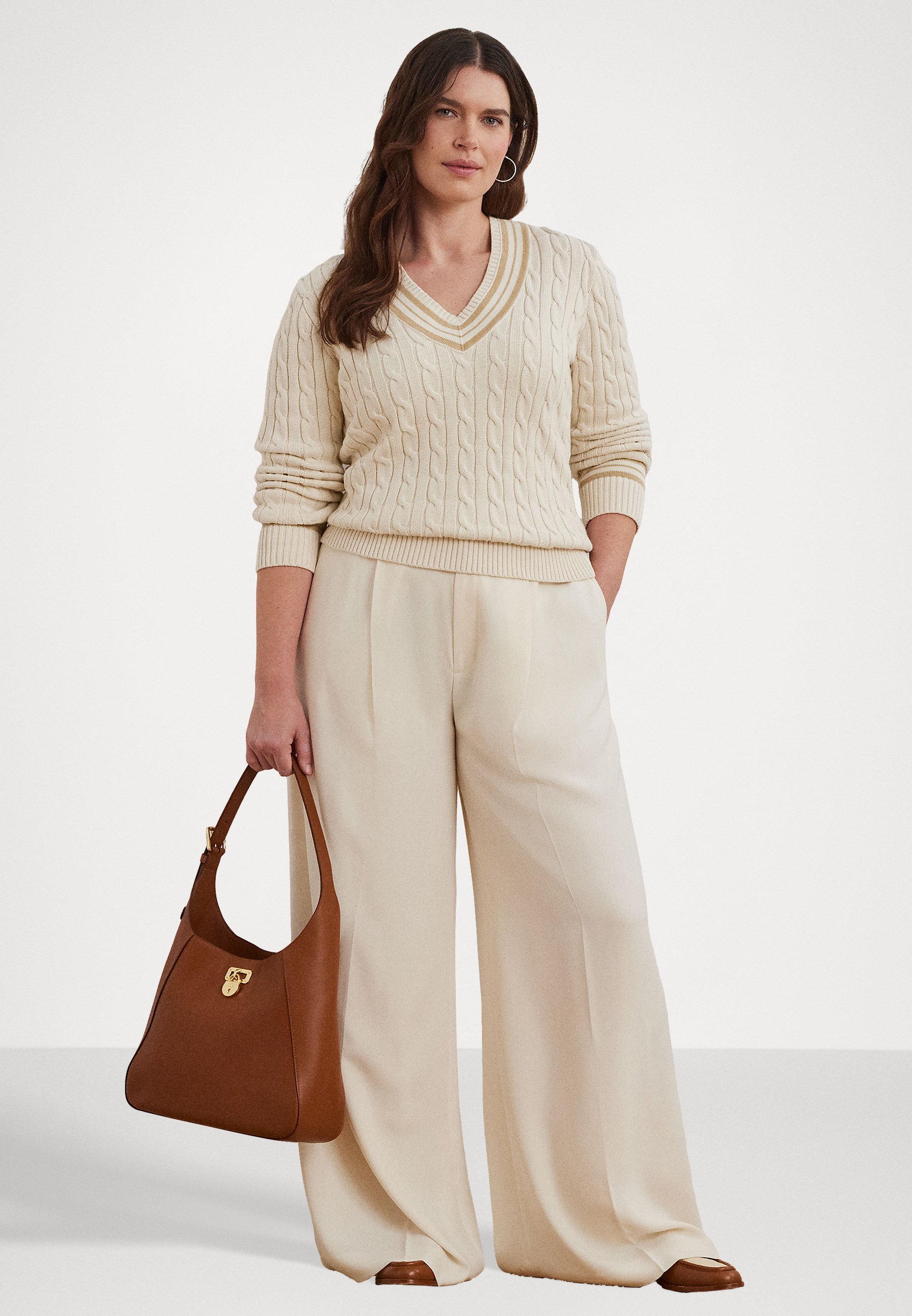 売れ筋商品|||ラルフローレン ニット&セーター レディース アウター GASSED COTTON SWEATER - Jumper - mascarpone cream/sand dune Lauren Ralph Lauren GASSED COTTON SWEATER - Jumper