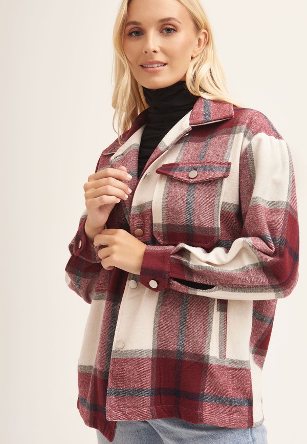 CHECK POCKET DETAIL - Summer jacket - burgundy