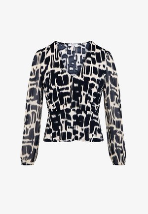 Morgan, MORGAN MORGAN V-NECK T-SHIRT WITH SHEER SLEEVES - Blouse - multicolore