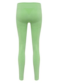 Grüne Sportleggings mit enger Passform, hergestellt aus leichtem, dehnbarem Material. Mit strukturierten Mesh-Einsätzen und hohem Bund.