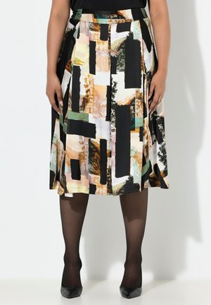 MIDI LANDSCHAFT STEPPFALTEN - A-lijn rok - black