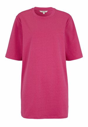 Ljusröd kortärmad t-shirt med rund halsringning, avslappnad passform och enfärgad design.