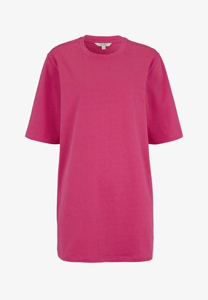 Skarpt pink kortærmet t-shirt med rund hals, afslappet pasform og ensfarvet design.