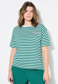 Studio Untold STRIPED CITY EMBROIDERED SHORT SLEEVE - Triko s potiskem - green