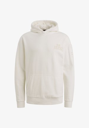 Bílé bavlněné mikiny s kapucí a přední kapsou, nastavitelnou kapucí a vyšitým logem na hrudi. Hladké manžety a spodní lem. Jednoduchý design.