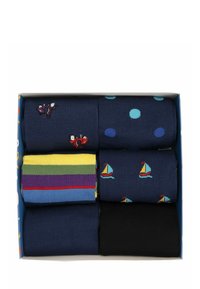 Set di otto paia di calzini nei colori navy, nero e multicolore, caratterizzati da temi nautici, righe e pois. Tessuto in misto cotone.