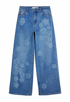 Desigual TYLER MCGILLIVARY WIDE LEG FLORAL - Relaxed fit jeans - blue