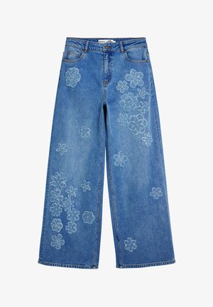 Desigual TYLER MCGILLIVARY WIDE LEG FLORAL - Laza szabású farmerek - blue
