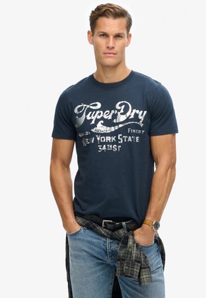 Superdry WORKWEAR - T-shirt con stampa - eclipse navy slub